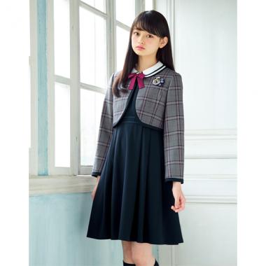 チェック柄ジャケット×ワンピース アンサンブル