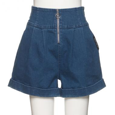 ハーフジップデニムショートパンツ