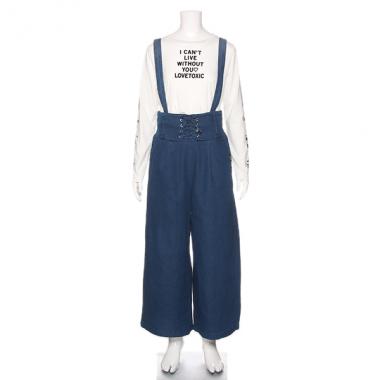 サスペンダーつきレースアップワイドパンツ