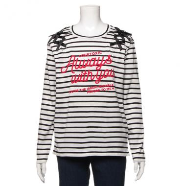 肩レースアップロゴTシャツ