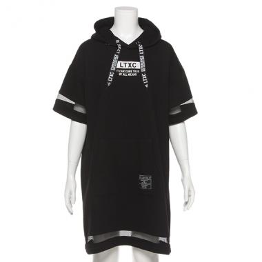 裏毛 バックロゴパーカーワンピース