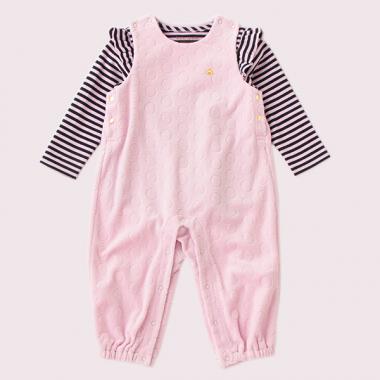 レイエット トップ アンド ドット ベロア カバーオール セット
