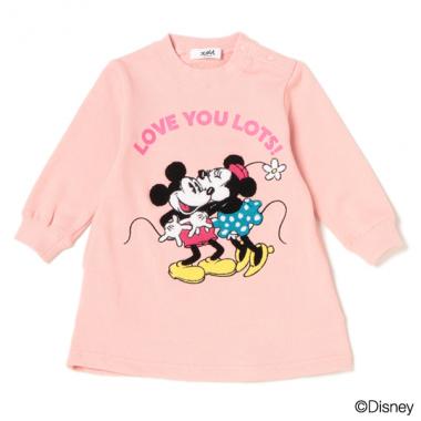 ミッキー&ミニー サガラワッペントレーナーワンピース