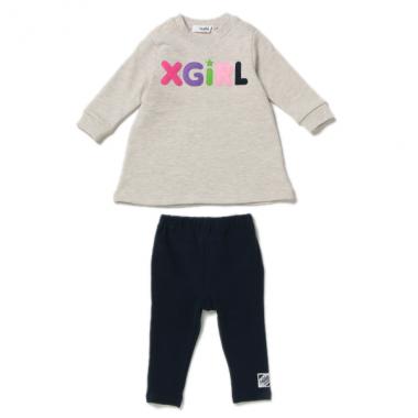 ロゴアップリケ裏毛ワンピース×ストレッチパンツセット