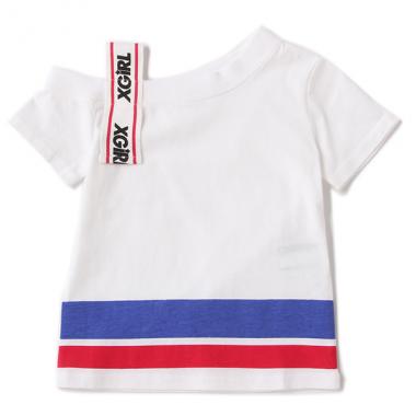 肩ロゴテープデザインTシャツ