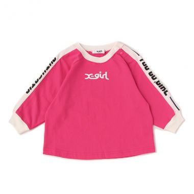 袖ロゴラインリンガーTシャツ