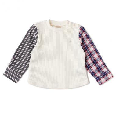 パターン切り替えワッフルTシャツ