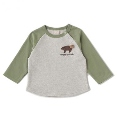 ミニ裏毛 アニマルアップリケ ラグランTシャツ