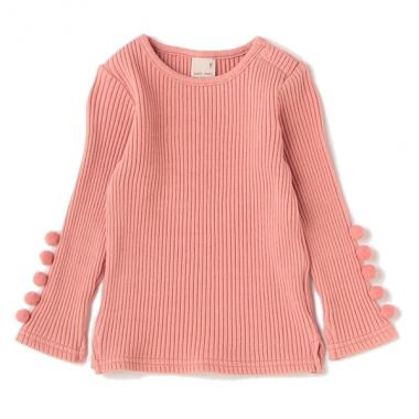 袖ポンポンリブTシャツ