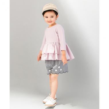 ワッフル切り替えペプラムTシャツ