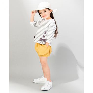 ボーダー編み上げTシャツ
