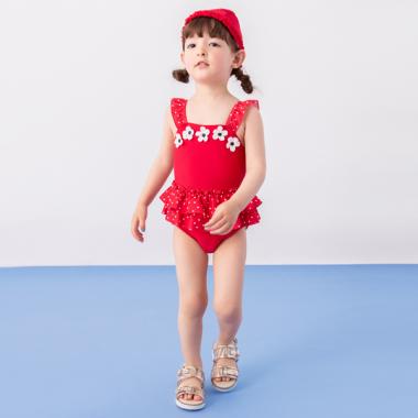 ドット花モチーフワンピース水着【SWIM】