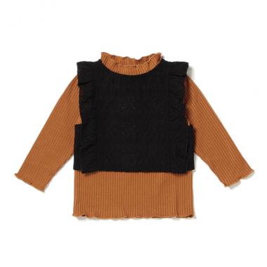 ハイネックシャツ×コットンレースベストセット