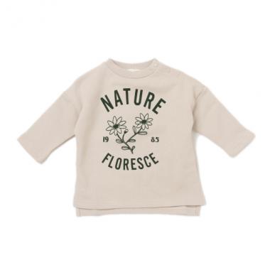 フロッキープリント肩落ちTシャツ型裏起毛トレーナー