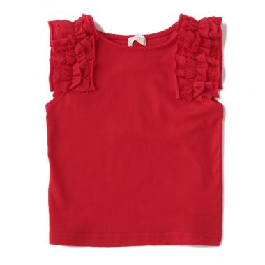 肩フリルノースリーブTシャツ